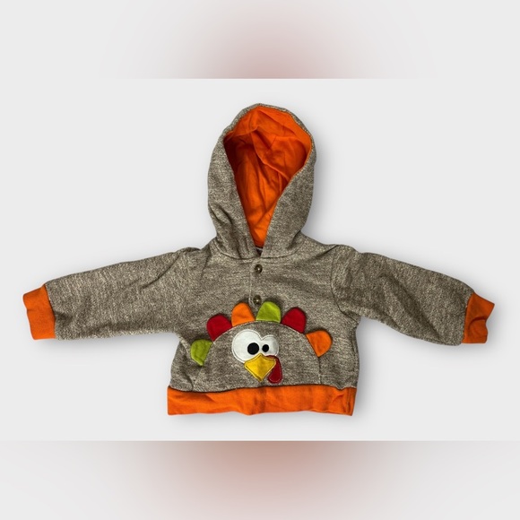 Baby Essentials Thanksgiving Turkey Pullover Hoodie Sweatshirt 9 Month - Picture 1 of 5
